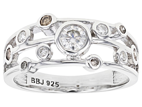 MOISSANITE FIRE® .33CTW DEW AND .15CTW CHAMPAGNE DIAMOND PLATINEVE® RING - Size 6