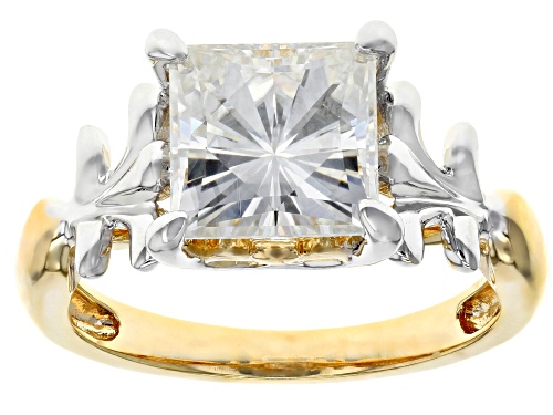 MOISSANITE FIRE® 3.10CT DEW SQUARE BRILLIANT PLATINEVE(R) AND 14K YELLOW GOLD OVER PLATINEVE  RING - Size 8