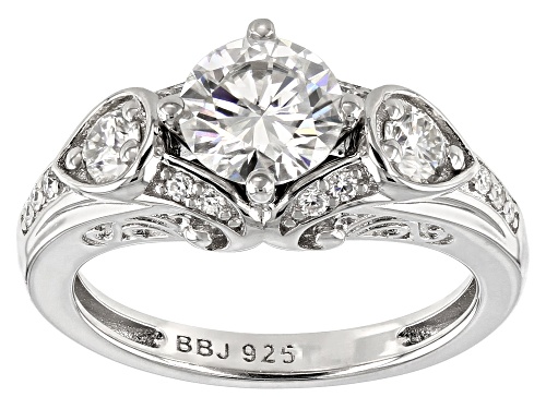 MOISSANITE FIRE® 1.66CTW DEW ROUND PLATINEVE® RING - Size 10