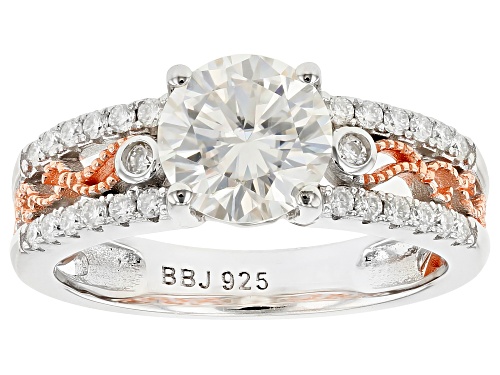 MOISSANITE FIRE® 1.78CTW DEW PLATINEVE® WITH 14K ROSE GOLD ACCENT RING - Size 8