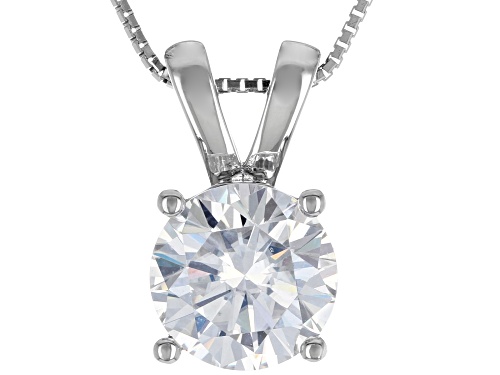 MOISSANITE FIRE® 3.10CT DEW ROUND PLATINEVE® PENDANT WITH BOX CHAIN