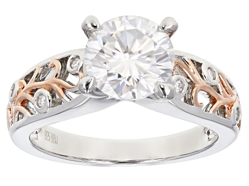 MOISSANITE FIRE(R) 1.96CTW DEW PLATINEVE(R) AND 14K ROSE GOLD OVER PLATINEVE RING - Size 11