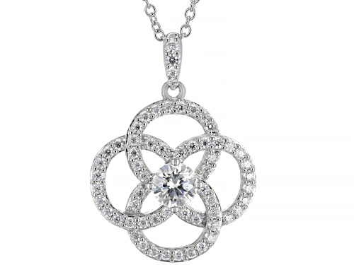 MOISSANITE FIRE(R) 1.99CTW DEW ROUND PLATINEVE(R) PENDANT WITH ROLO CHAIN