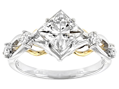 MOISSANITE FIRE(R) 1.94CTW DEW PLATINEVE(R) AND 14K YELLOW GOLD TWO TONE RING - Size 11