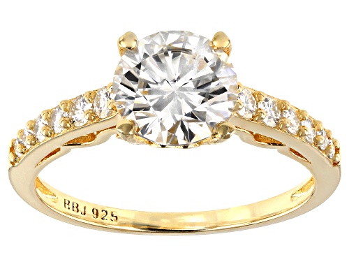 Photo of MOISSANITE FIRE(R) 1.86CTW DEW ROUND 14K YELLOW GOLD OVER SILVER RING - Size 8