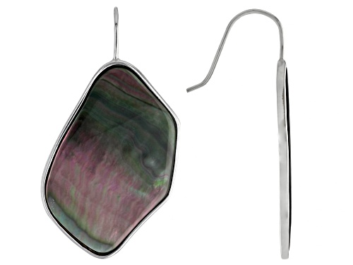 Tahitian Mother-of-Pearl Rhodium Over Sterling Silver Earrings