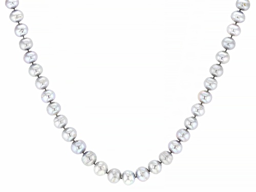 Photo of 12-13mm Platinum Cultured Freshwater Pearl Rhodium Over Sterling Silver 20 Inch Strand Necklace - Size 20