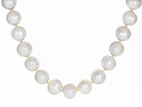12-13mm White Cultured Freshwater Pearl Rhodium Over Sterling Silver 24 Inch Necklace - Size 24