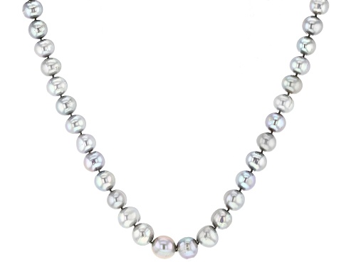 12-13mm Platinum Cultured Freshwater Pearl Rhodium Over Sterling Silver 24 Inch Necklace - Size 24