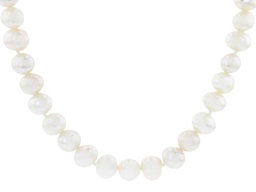 Photo of 6-6.5mm White Cultured Freshwater Pearl Rhodium Over Sterling Silver 36 Inch Strand Necklace - Size 36