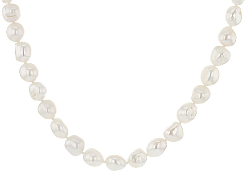 Photo of 10.5-11.5mm White Cultured Freshwater Pearl Rhodium Over Sterling Silver 18 Inch Strand Necklace - Size 18