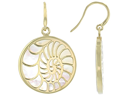 White South Sea Mother-of-Pearl 18k Yellow Gold Over Sterling Silver Earrings