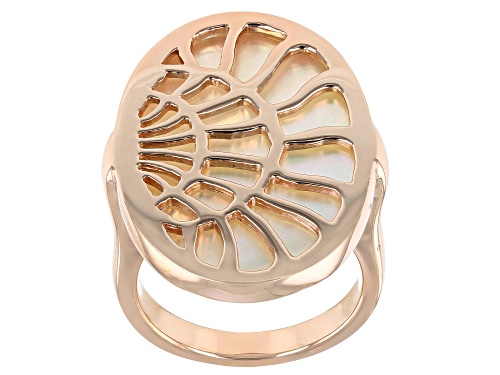 Photo of White South Sea Mother-of-Pearl 18k Rose Gold Over Sterling Silver Ring - Size 6