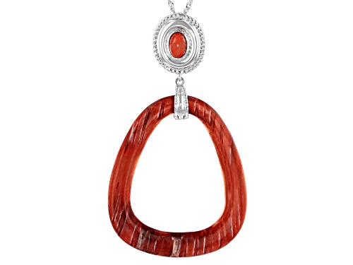 Spiny Oyster Shell Rhodium Over Sterling Silver Pendant With Chain
