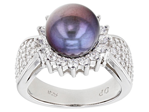 Photo of 10mm Black Cultured Freshwater Pearl & Bella Luce ® Rhodium Over Sterling Silver Ring - Size 12