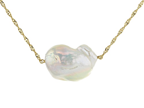 Photo of Genusis™ 16-17mm White Cultured Freshwater Pearl 18k Yellow Gold Over Sterling Silver Necklace - Size 18