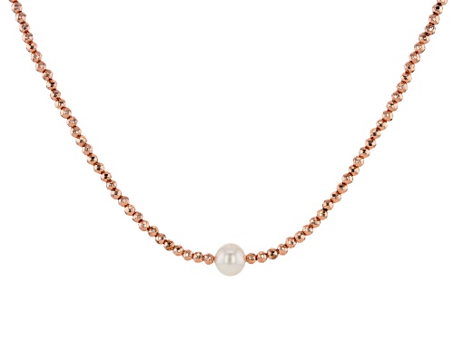 Photo of 9.5-10mm White Cultured Freshwater Pearl & Hematine 18k Rose Gold Over Sterling Silver Necklace - Size 18