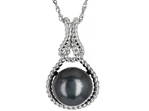 Photo of 12-13mm Cultured Tahitian Pearl Rhodium Over Sterling Silver Pendant With Chain