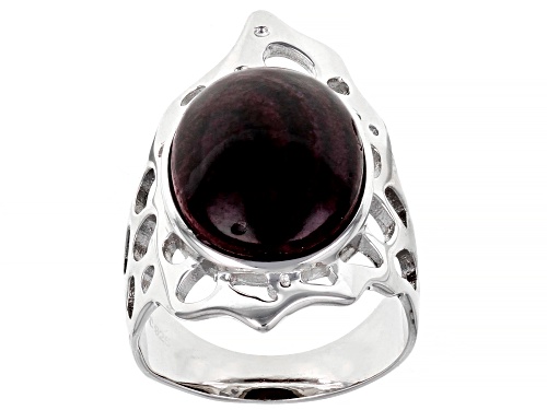 Photo of Purple Spiny Oyster Shell Rhodium Over Sterling Silver Ring - Size 8