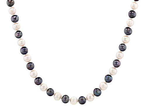 Photo of 8mm Multi-Color Cultured Freshwater Pearl Rhodium Over Sterling Silver 18 Inch Strand Necklace - Size 18