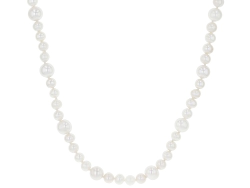 Photo of 5.5-8mm White Cultured Freshwater Pearl Rhodium Over Sterling Silver 38 Inch Strand Necklace - Size 38