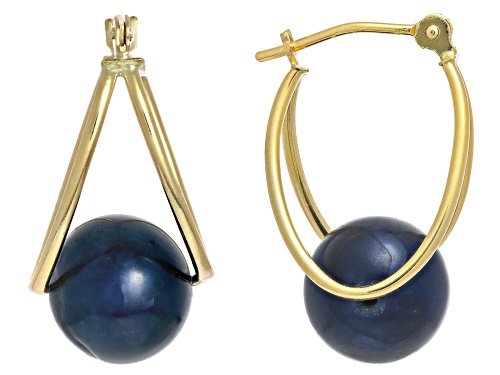 Photo of 8-9mm Black Cultured Freshwater Pearl 14k Yellow Gold Earrings