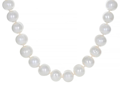 10-11mm White Cultured Freshwater Pearl Rhodium Over Sterling Silver 24 Inch Strand Necklace - Size 24