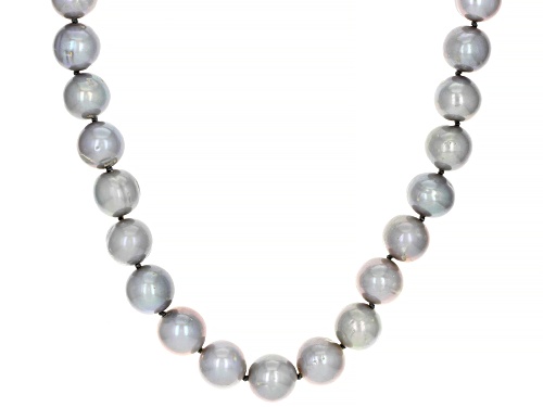 10-11mm Platinum Cultured Freshwater Pearl Rhodium Over Sterling Silver 24 Inch Strand Necklace - Size 24