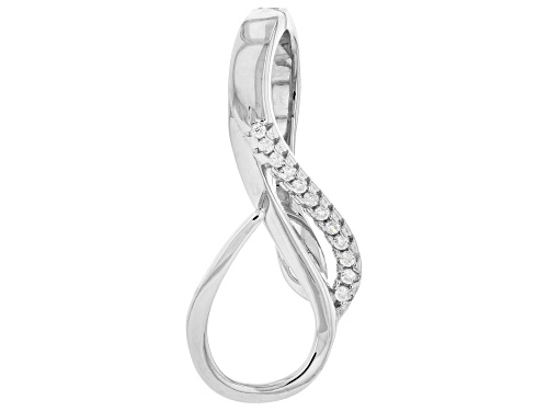 0.05ctw White Zircon Rhodium Over Sterling Silver Enhancer Pendant Converter