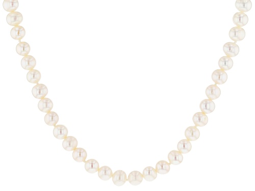 Photo of 6-7mm White Cultured Freshwater Pearl Rhodium Over Sterling Silver Strand Necklace - Size 28