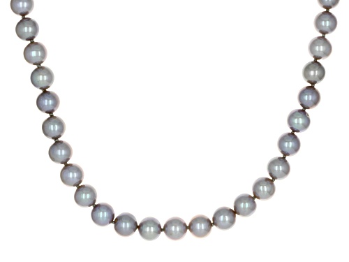 6-7mm Platinum Cultured Freshwater Pearl Rhodium Over Sterling Silver 18 Inch Strand Necklace - Size 18