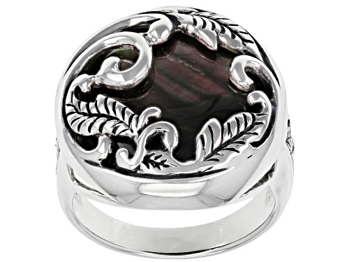 Black Mother-Of-Pearl Sterling Silver Ring - Size 7