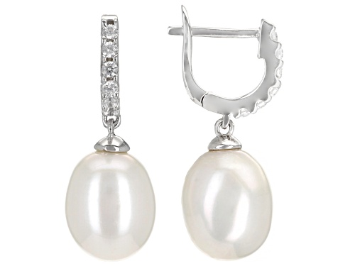 Photo of 8.5-9mm White Cultured Freshwater Pearl & Bella Luce ® Rhodium Over Sterling Silver Earrings