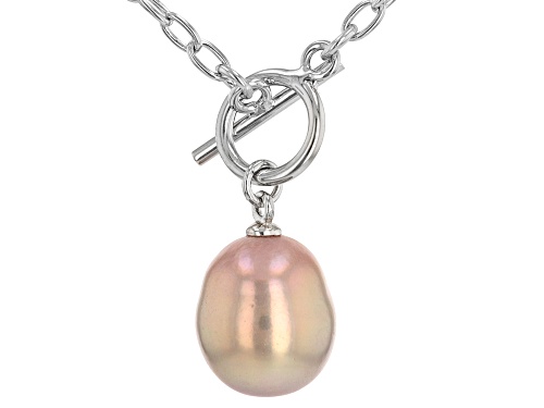 Photo of Genusis™ 11mm Pink Cultured Freshwater Pearl Rhodium Over Sterling Silver 18 Inch Necklace - Size 18