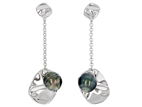 Photo of 8-9mm Cultured Tahitian Pearl Rhodium Over Sterling Silver Earrings