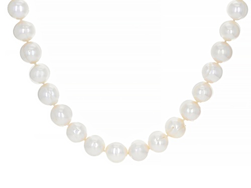 10.5-11mm White Cultured Freshwater Pearl Rhodium Over Sterling Silver 36 Inch Strand Necklace - Size 36