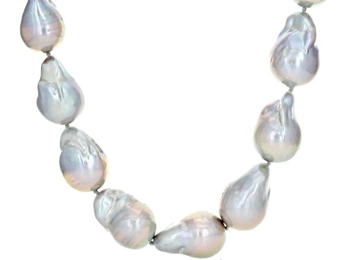 Genusis™ 14-17mm Platinum Cultured Freshwater Pearl Rhodium Over Sterling Silver 22 Inch Necklace - Size 22