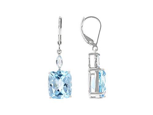 12.94ctw Blue Topaz Rhodium Over Silver Earrings