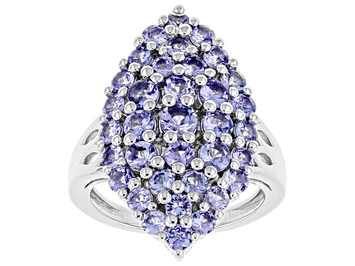 Photo of 2.31ctw Round Tanzanite Rhodium Over Sterling Silver Cluster Ring - Size 8