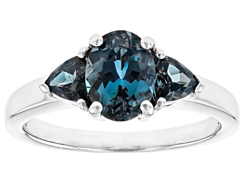 1.71ctw Oval and Trillion Lab Created Alexandrite Rhodium Over Sterling Silver 3-Stone Ring - Size 10