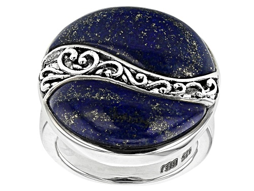 Photo of Free-form Lapis Lazuli Rhodium Over Silver Ring - Size 9