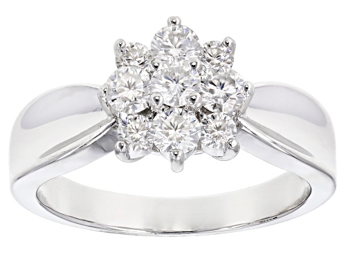 Photo of Moissanite Fire® .70ctw Diamond Equivalent Weight Round Platineve™ Cluster Ring - Size 10