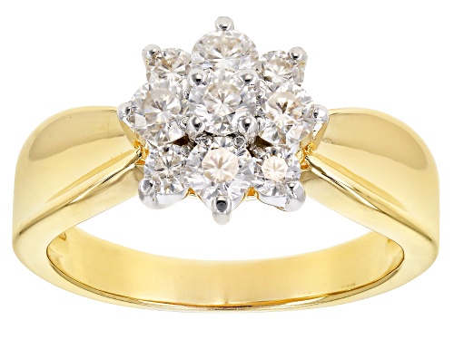 Photo of Moissanite Fire® .70ctw Dew Round 14k Yg Over Sterling Silver Cluster Ring - Size 10