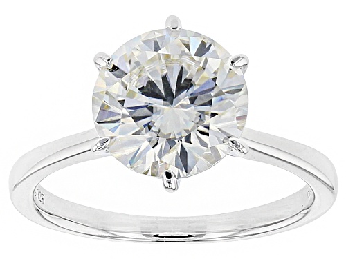 Photo of Moissanite Fire® 3.10ct Diamond Equivalent Weight Round Platineve® Solitaire Ring - Size 9