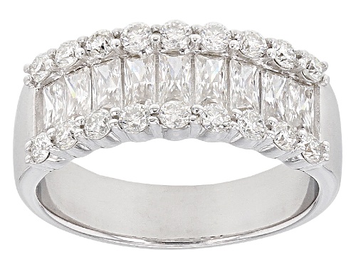 Moissanite Fire® 1.60ct Diamond Equivalent Weight Baguette & Round Platineve® Band - Size 10