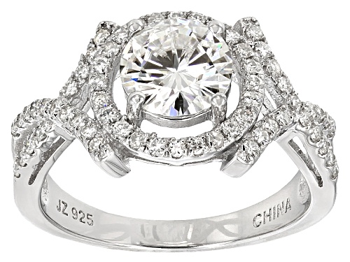 Photo of Moissanite Fire® 2.50ct Diamond Equivalent Weight Round, Platineve™ Ring. - Size 10