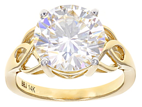 Photo of Moissanite Fire® 4.75ct Diamond Equivalent Weight Round 14k Yellow Gold Ring - Size 11