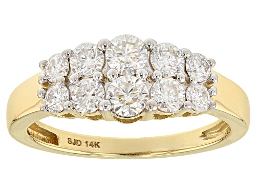 Photo of MOISSANITE FIRE® .96CTW DEW ROUND 14K YELLOW GOLD RING - Size 7