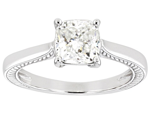Photo of MOISSANITE FIRE(R) 1.30CT DEW SQUARE CUSHION CUT 10K WHITE GOLD RING - Size 8