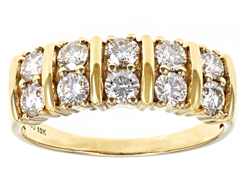 Photo of MOISSANITE FIRE(R) 1.00CTW DEW ROUND 10K YELLOW GOLD RING - Size 7